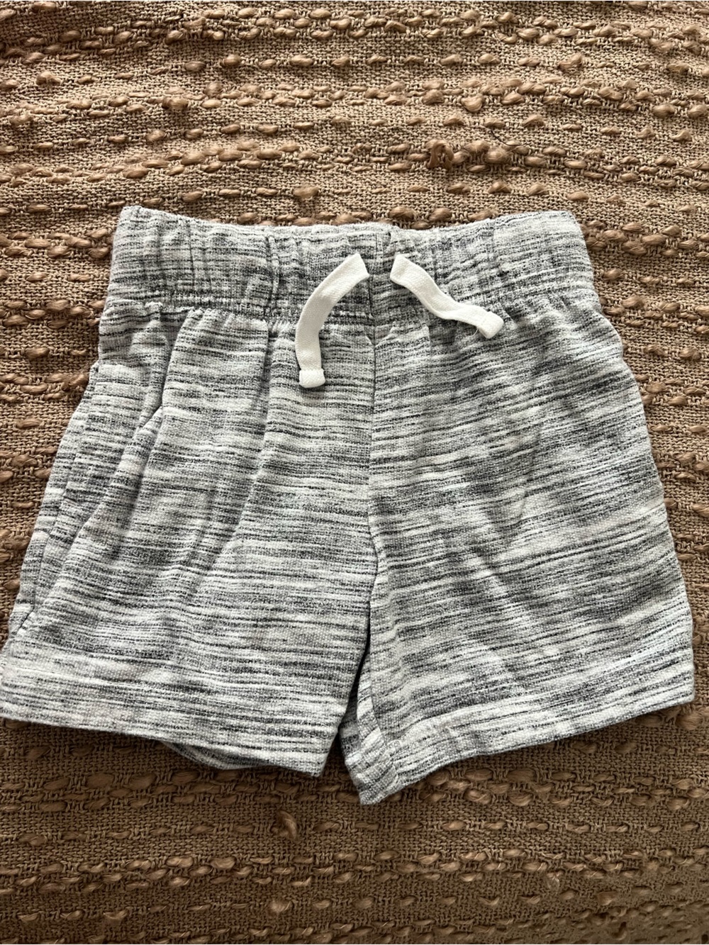 The Children's Place Gray Marled Knit Shorts with White Drawstring